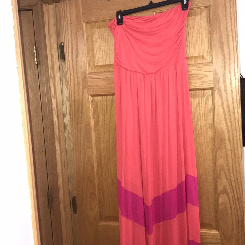 Pink and purple patterned floral dress